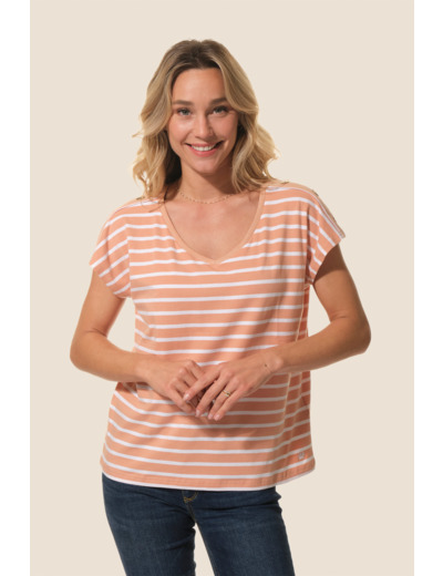 Tee-shirt rayé avec boutons épaules Giflia