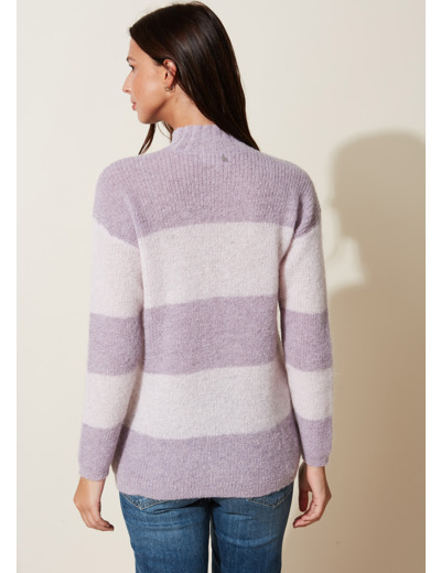 Pull rayé en mohair et alpaga