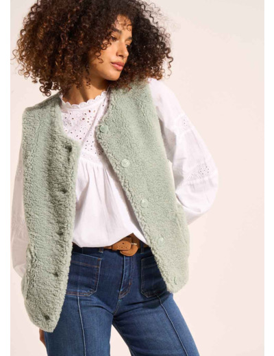 Gilet sans manches en fausse fourrure