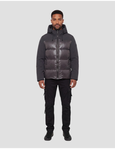 Blouson à capuche bi-matière