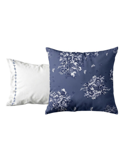 Taie d'oreiller Poème Bleu | Réversible | Tradition des Vosges