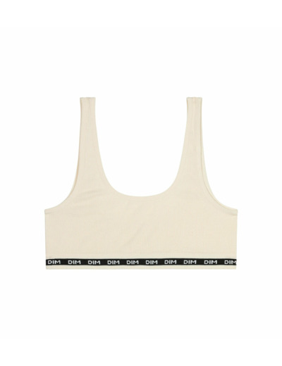 Brassière fille en tissu côtelé Beige Ivoire Dim Icons