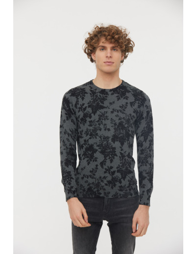 Pull col rond avec allover tapisserie
