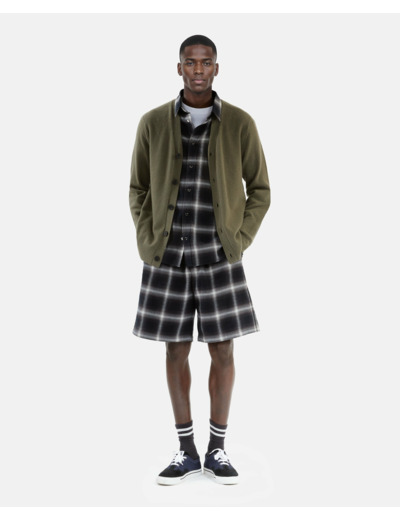 Cardigan col v boutonne olive kaki