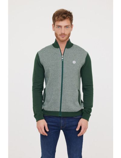 Gilet zippé maille piquée et badge poitrine