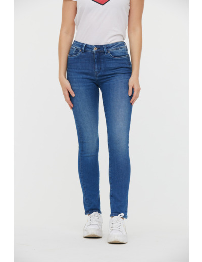 Denim slim fit effet push up , jambes ajustées, taille medium haute