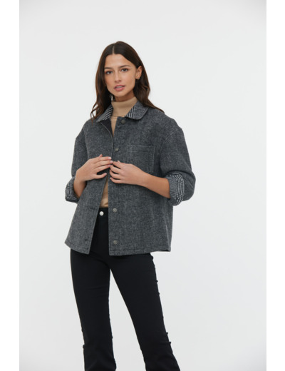 Veste courte col et intérieur prince de galles