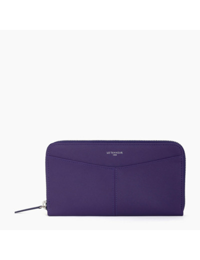 Compagnon zippé à rabat Charlotte en cuir lisse