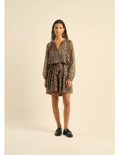 Robe courte imprimée léopard