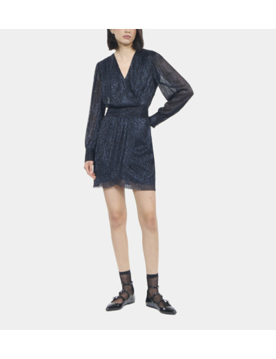 Robe Courte En Jersey Métallisé Bleu Marine dark navy