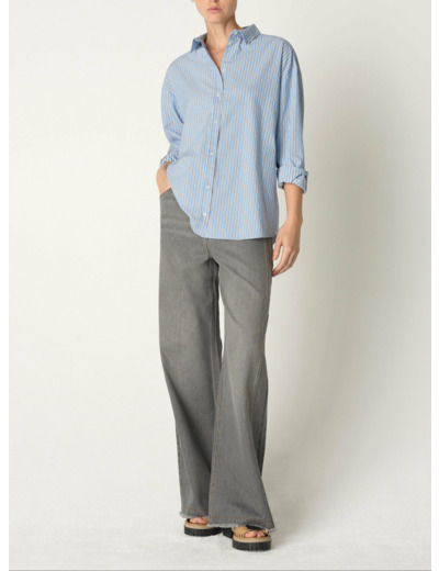 Chemise eza ecru rayures bleu