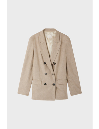 Veste croisée en flanelle unie - MARJORIE
