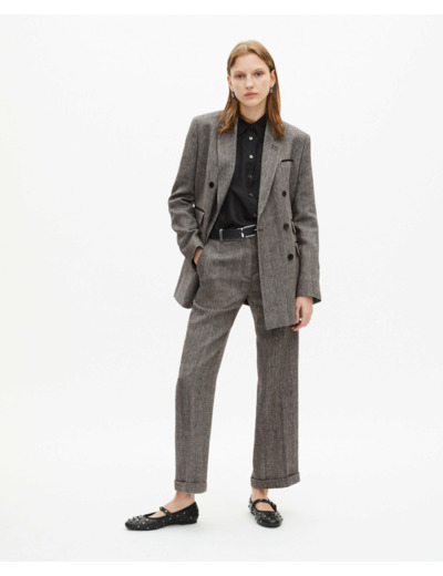 Pantalon droit avec revers grey