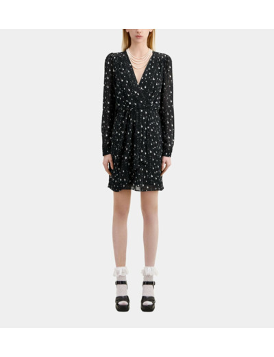 Robe Courte A Manches Longues black white