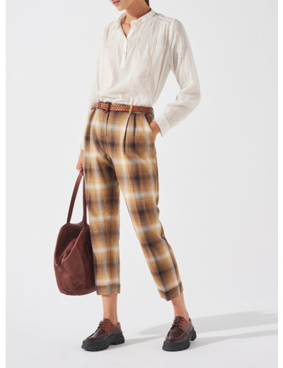 Pantalon carotte tabaco