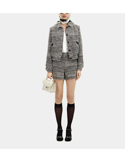 Veste En Tweed Detail Galon black white