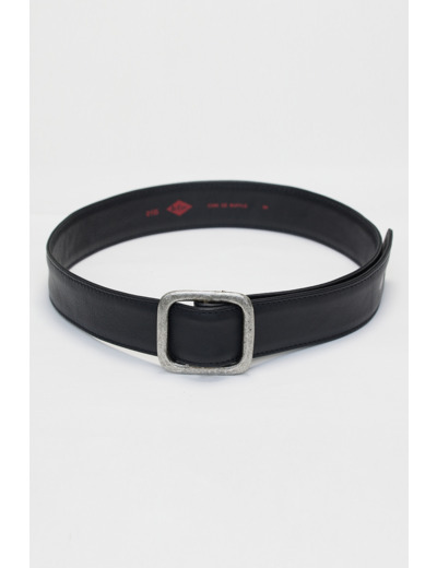 Ceinture en cuir souple lisse, boucle en argent brossé