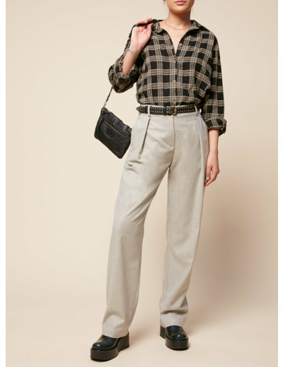 Pantalon large gris chine