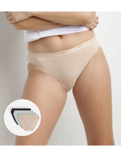 Lot de 5 slips noir, blanc, peau et gris coton Les Pockets