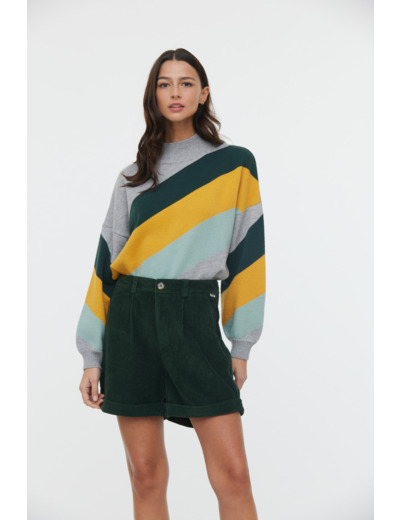 Short en velours grosses côtes, plis devant