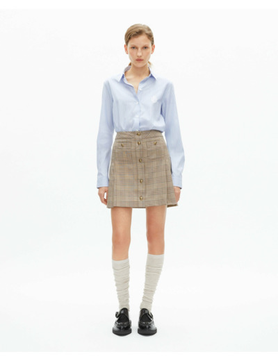 Mini Jupe A Carreaux Plissee beige-brown