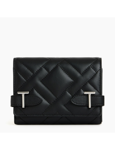 Portefeuille Emilie en cuir lisse matelassé