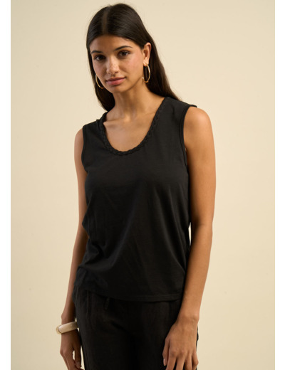 Débardeur en coton modal avec tresse brodée