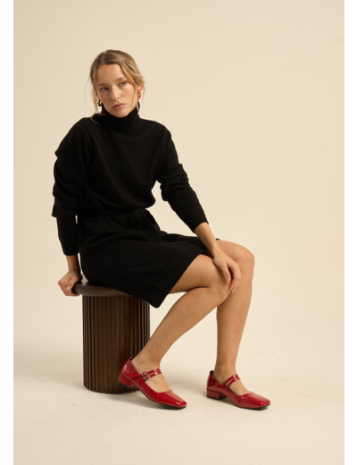 Robe en maille à col roulé