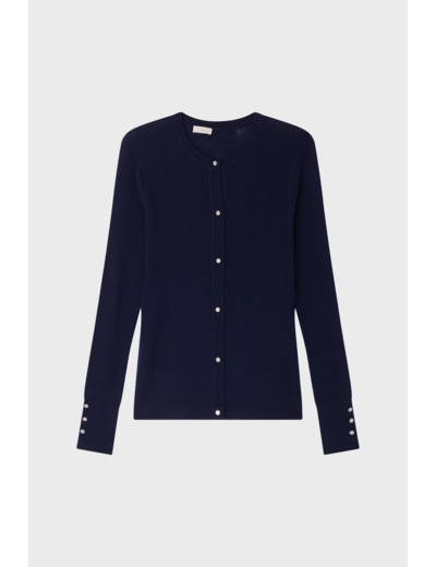 Gilet à côtes et strass - JAZIA