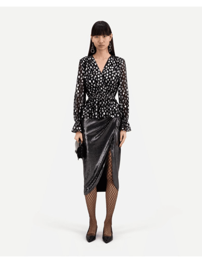 Top Noir Avec Cœurs Argentés black silver