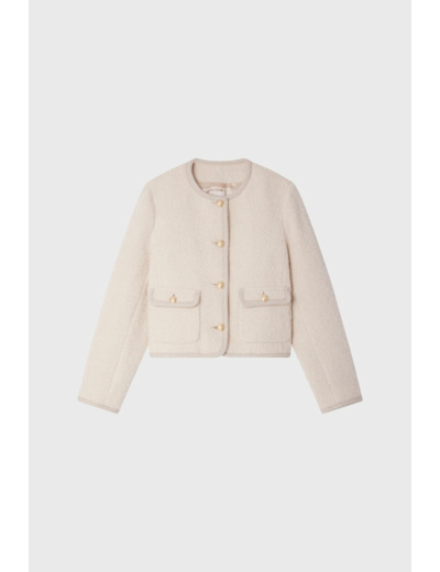 Veste courte en tweed écru - MAHAULT