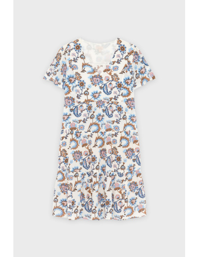 Robe courte et droite imprimé grand cachemire - PRIELLE