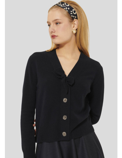 Gilet Germain Nuit en Laine Mercerisée