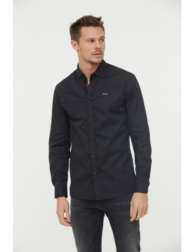 Chemise allover, piping et broderie poitrine