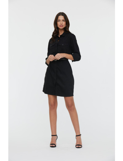 Robe chemise en jean à boutons pression et poches poitrines, en matière recyclée
