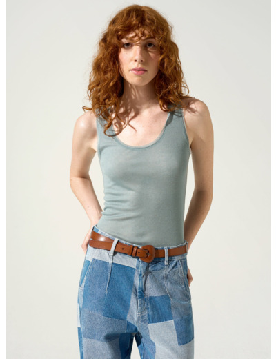 Debardeur bleu de gris