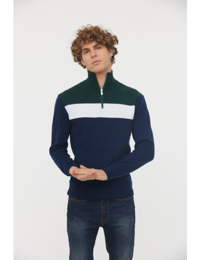 pull camioneur maille fantaisie «color block»