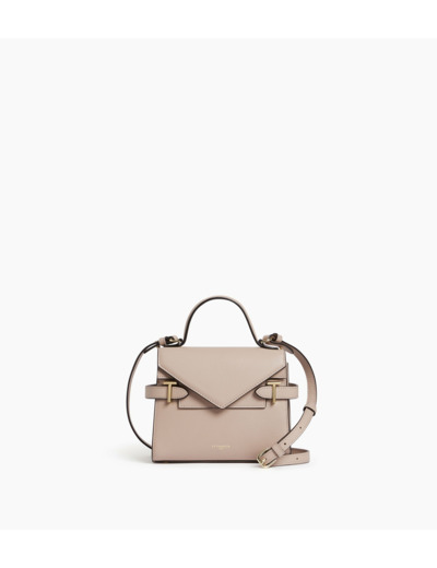 Petit sac à main double rabat Emilie en cuir grainé