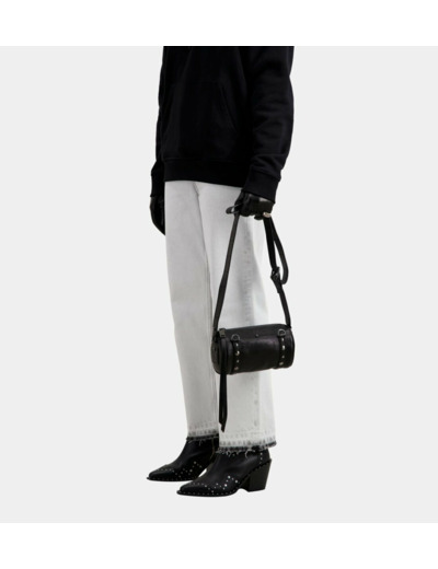 Petit Sac Jude À Bandoulière En Cuir Noir Avec Clous black
