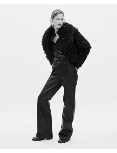 Manteau court effet fourrure noir black