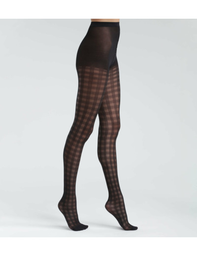 Collant semi-opaque à motifs carreaux XL Noir Dim Style