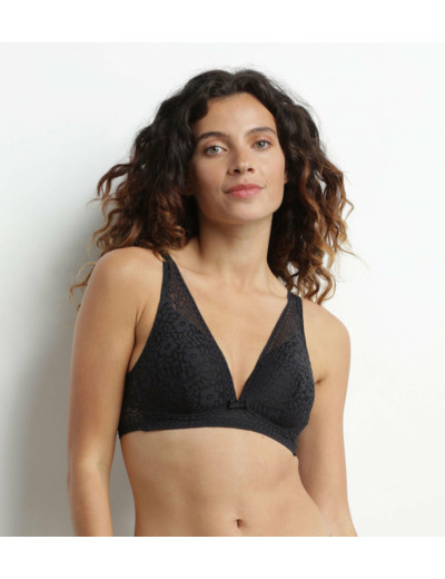 Soutien-gorge foulard en dentelle florale recyclée Noir Sublim