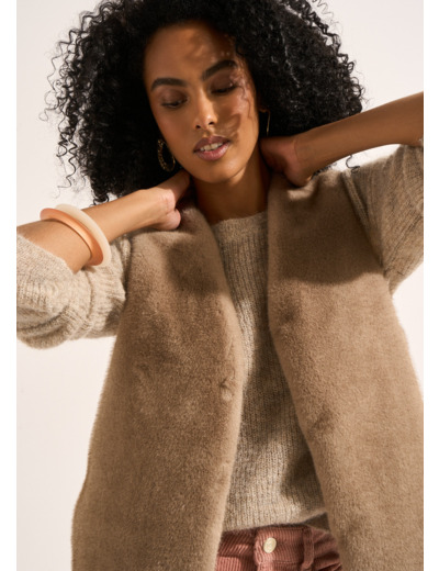 Gilet sans manches en fausse fourrure