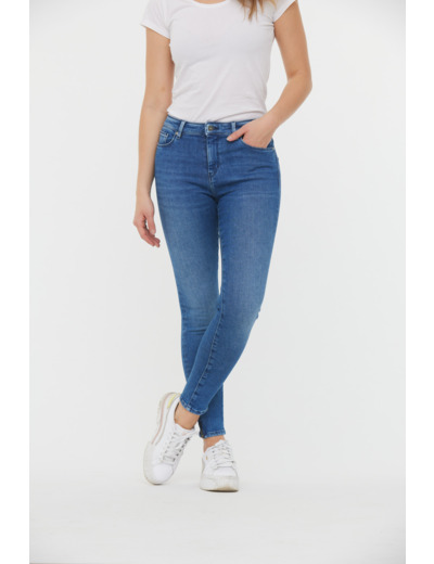 Denim skinny fit cropped, jambes très ajustées "effet seconde peau", taille medium, détail zip bas de jambe