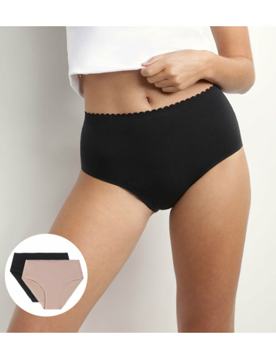 Lot de 2 culottes hautes en coton stretch Chair Noir Body Touch Easy