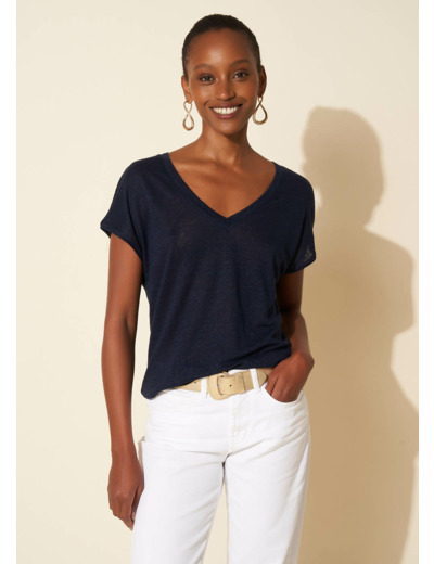 Tee-shirt oversize col V