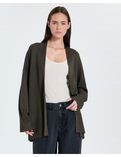 Gilet long kaki pailleté