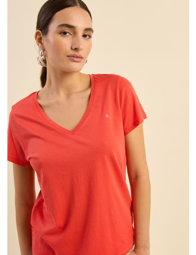 Tee-shirt col V en coton