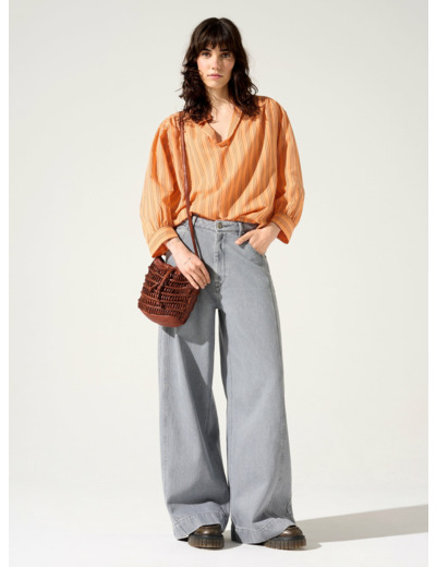 Blouse rayures abricot