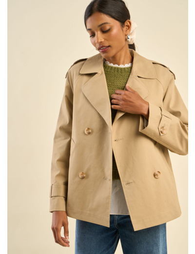 Trench court à double boutonnage